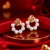 Oro rosa forma de perlas orejas moda elegante temperamento pendientes para mujeres regalo regalo Specification image